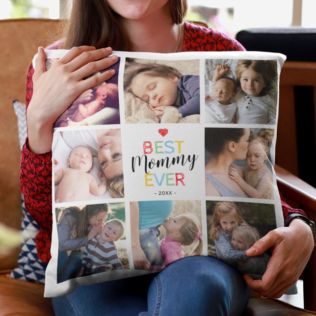 Coussin Cadeau pour maman | Collage de photos (Créateur téléchargé)