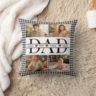 Coussin Cadeau pour papa personnalisé avec carreaux noirs