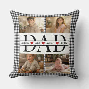 Coussin Cadeau pour papa personnalisé avec carreaux noirs
