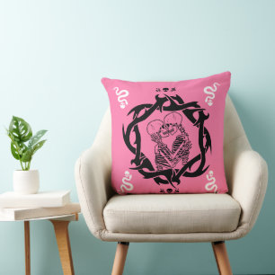 Coussin Cadeau romantique pour amoureux gothiques rose fon