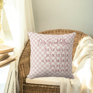 Coussin Cadeau Rose Nos Petits-Enfants Noms pour Grands-Pa