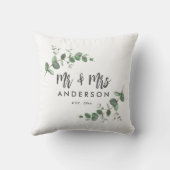 Coussin Cadeau simple moderne rustique Eucalyptus mr et mr (Verso)