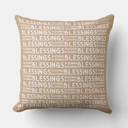 Coussin Cadeau Typographique de Bénédictions Tons Blancs e (Recto)