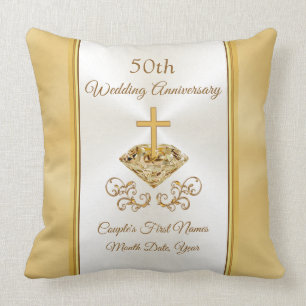 Coussin Cadeaux chrétiens du 50e anniversaire Mariage, Gol