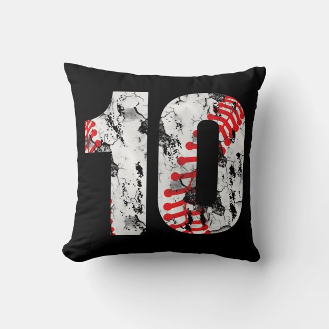 Coussin Cadeaux de 10 ans Numéro 10 Baseball 10e anniversa (Recto)