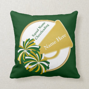 Coussin Cadeaux de fromages verts et d'or pour les pom-pom