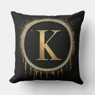 Coussin Cadeaux de luxe Lettre K Monogramme Paillettes Noi