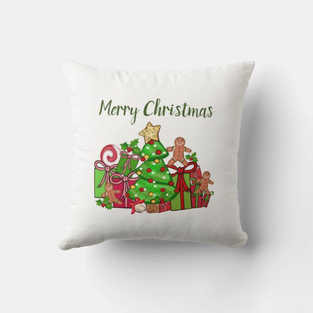 Coussin Cadeaux de Noël autour de l'arbre (Verso)