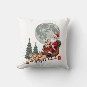 Coussin Cadeaux de Noël de rennes siamois pour amateurs de