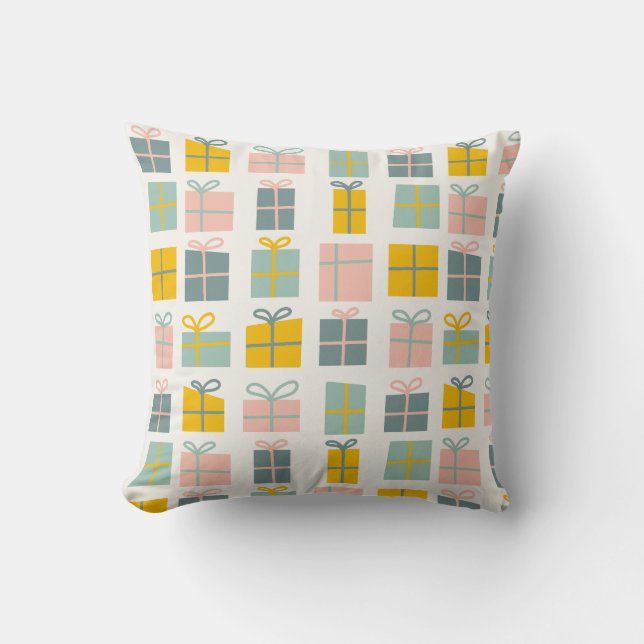Coussin Cadeaux de Noël Pastel (Recto)