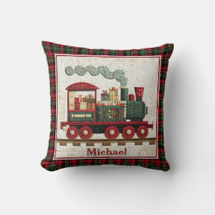 Coussin Cadeaux de Noël pour enfants train matelassé I