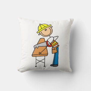 Coussin Cadeaux de travailleur de la construction sciant d