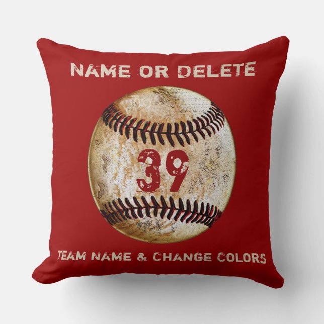 Coussin Cadeaux d'équipe de baseball Personnalisés TEXTE e (Recto)
