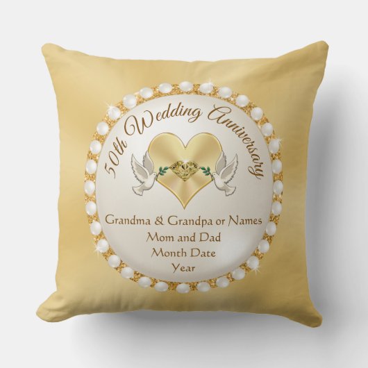 Coussin Cadeaux étonnants pour 50 ans de Mariage (Recto)