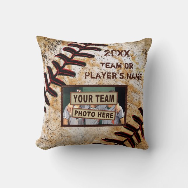 Coussin Cadeaux nocturnes seniors de baseball, photo et te (Recto)