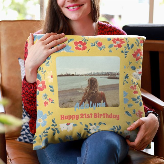 Coussin Cadeaux photo de fleurs mignonnes pour les femmes  (Cute Flowers Photo Gifts for 21 Year Old Female)