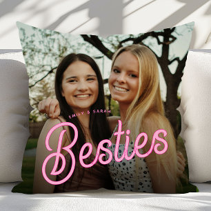 Coussin Cadeaux photo Retro Script Besties