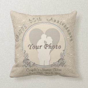 Coussin Cadeaux pour les 60 ans de mariage PHOTO, NOMS, DA