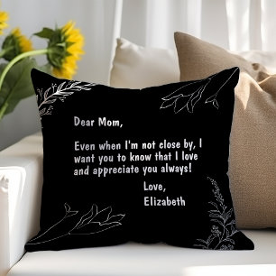 Coussin Cadeaux pour maman Black Lettre personnalisée à ma