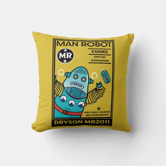 Coussin Cadeaux Robot Pour Anniversaire (Recto)