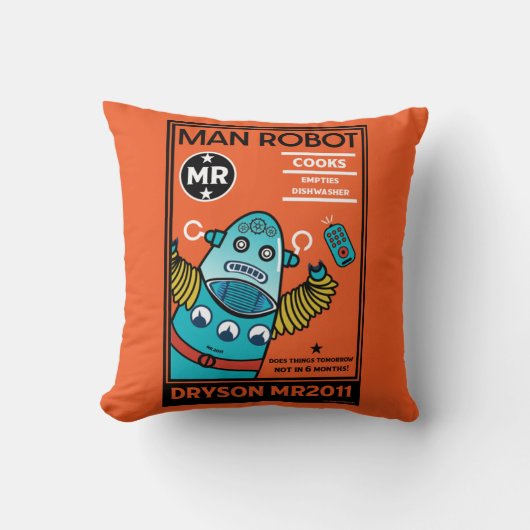 Coussin Cadeaux Robot Pour Anniversaire Ou Mariage (Recto)