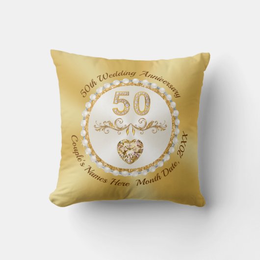 Coussin Cadeaux traditionnels personnalisés, 50e anniversa (Recto)