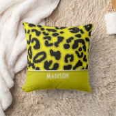 Coussin Cadmium Jaune Poster de animal léopard ; Personnal (Couverture)