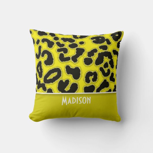 Coussin Cadmium Jaune Poster de animal léopard ; Personnal (Recto)