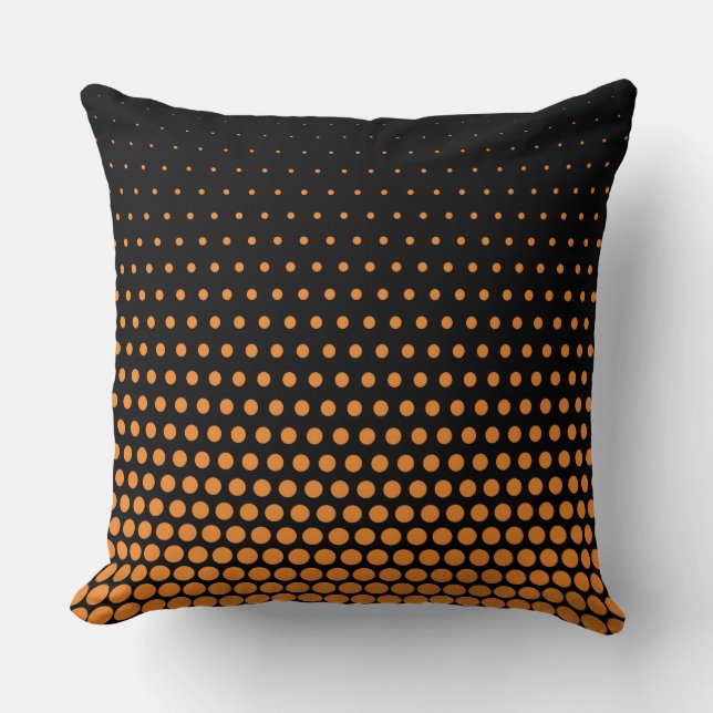 Coussin Cadmium Orange Polka Dot Noir moderne (Recto)
