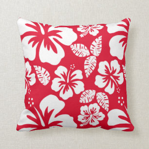 Coussin Cadmium Rouge Hibiscus Tropical Fleurs