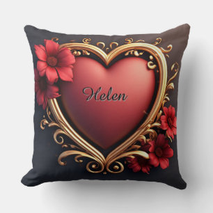 Coussin Cadre à coeur doré Déco de luxe romantique pour la