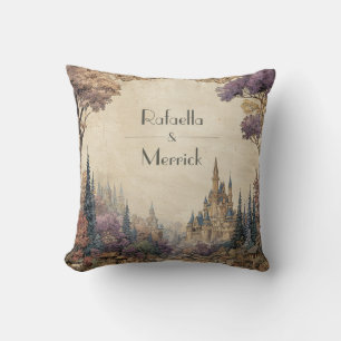 Coussin Cadre baroque village de château forêt romantique