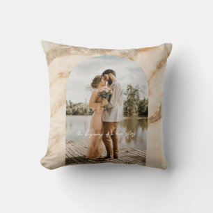 Coussin Cadre Beige Boho Photo Mariage Couple Anniversaire