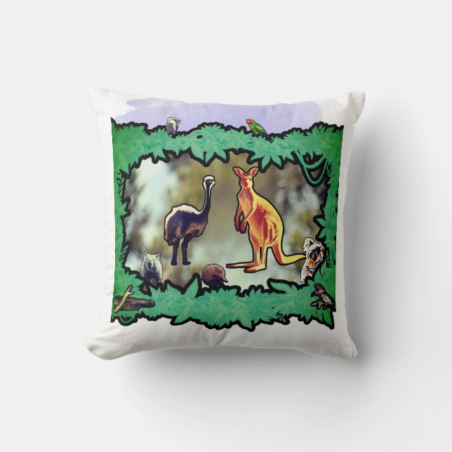 Coussin Cadre de broussailles de la faune australienne (Recto)