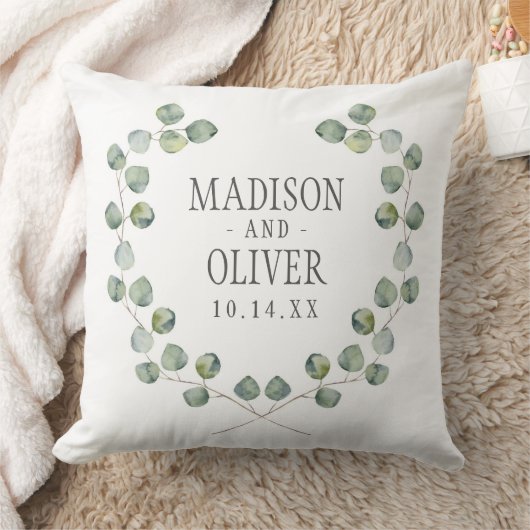 Coussin Cadre | de feuille d'eucalyptus d'aquarelle (Couverture)