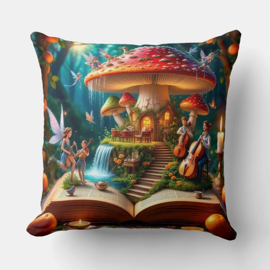 Coussin Cadre de forêt enchantée avec fées (Recto)