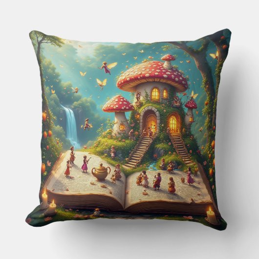 Coussin Cadre de forêt enchantée avec fées (Recto)