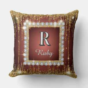 Coussin Cadre de luxe en or et diamant Monogramme carré pa