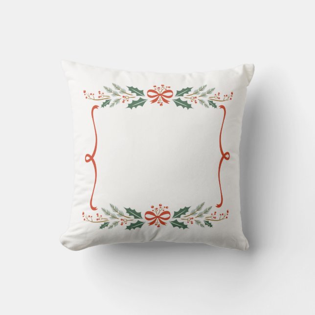 Coussin Cadre de Noël Élégant - Photo ou Texte Personnalis (Recto)
