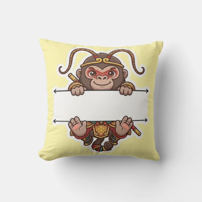 Coussin Cadre de nom divisé du roi singe chibi mignon (Recto)