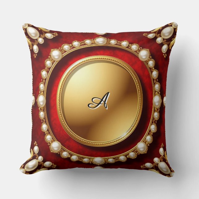 Coussin Cadre de perle d'or luxueux avec médaillon circula (Recto)
