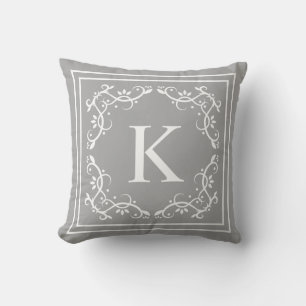 Coussin Cadre Décoratif Gris Et Blanc Monogramme Personnal