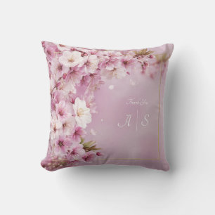 Coussin Cadre doré coin de fleurs de cerisier rose
