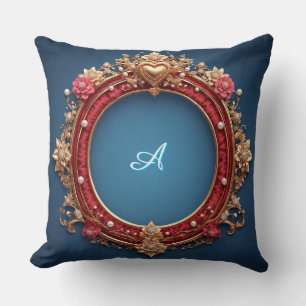 Coussin Cadre doré orné avec gemme en forme de cœur