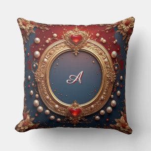 Coussin Cadre doré orné avec gemme en forme de cœur