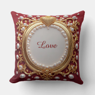 Coussin Cadre Doré Orné de Perles