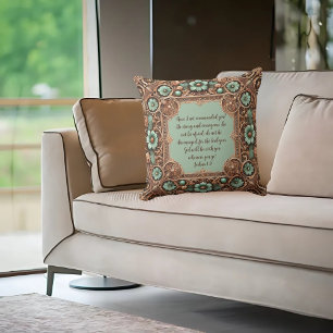 Coussin Cadre en filigrane de cuivre et turquoise personna