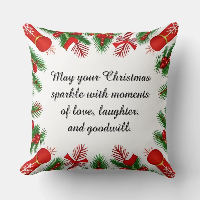 Coussin Cadre festif de Noël avec branches de pin (Recto)