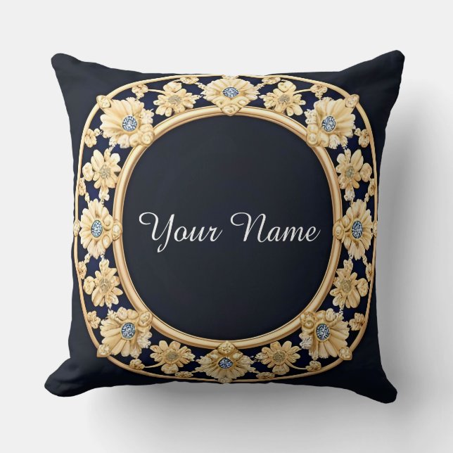 Coussin Cadre floral doré élégant (Recto)