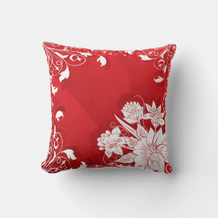 Coussin Cadre floral rouge et blanc